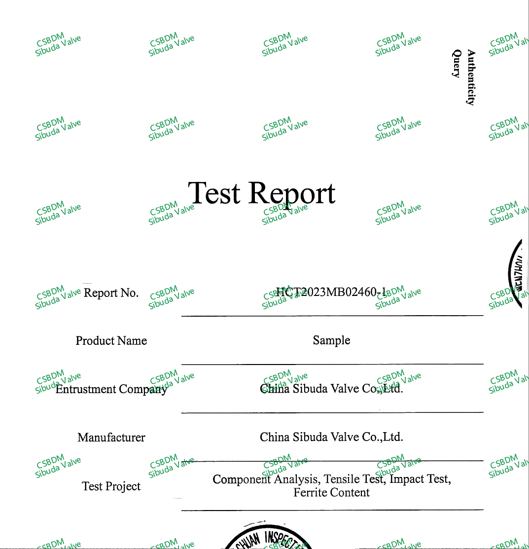 Component Analysis,Hardness,Tensile,Impact, Ferrite Content Test Report_For Valve or Parts4